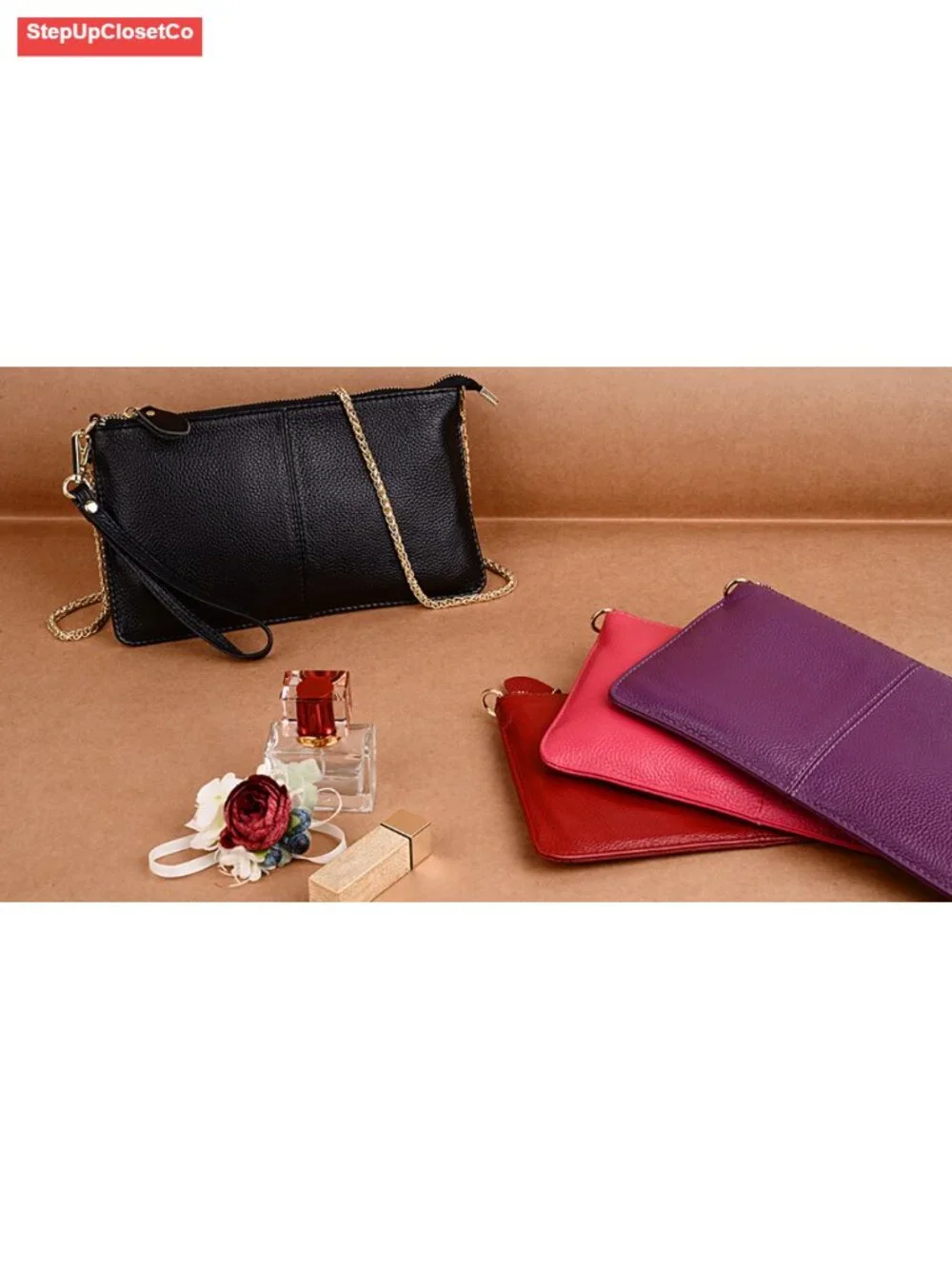 Genuine Leather Convertible Wristlet Crossbody Clutch Wallet Purse